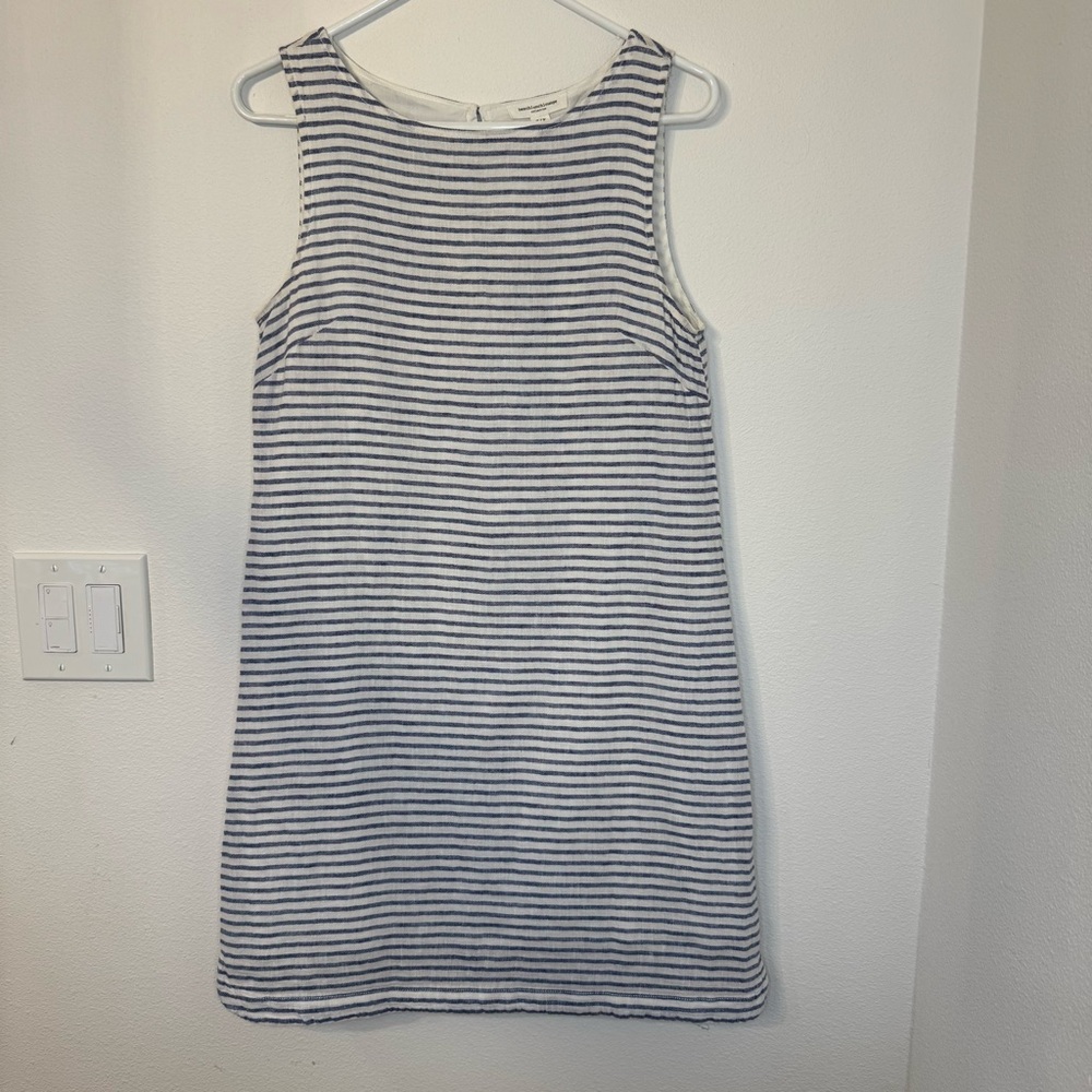 BeachLunchLounge Striped Boatneck Linen & Cotton Blend Shift Dress size Small